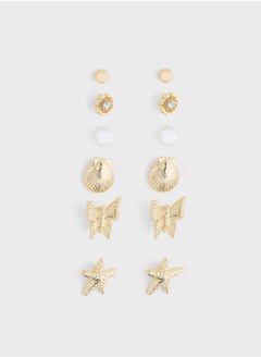 Ginger 6 Pack Mix Pearl Butterfly Earring Set  - Image 1