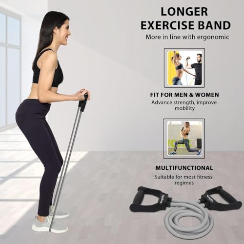 SUREFIT Double Spring Tummy Trimmer, Resistance Toning Tube, Ab Roller & Push-Up Bar 4-in-1 Home Gym Combo Full Body Fitness Kit for Men & Women | Black (Black) - Image 3