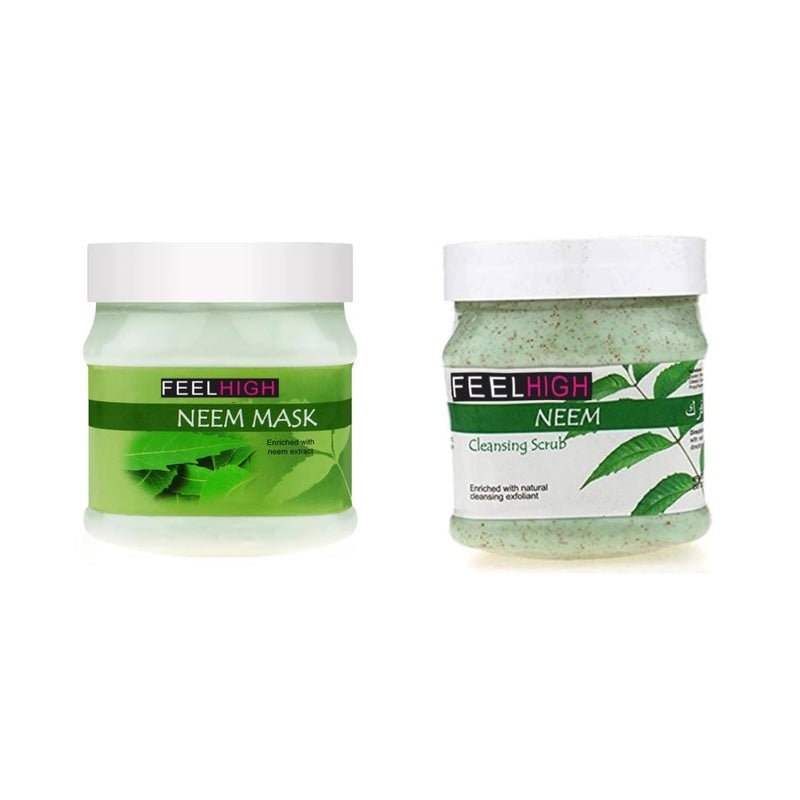 Feelhigh Face And Body Neem Mask Fight Wrinkles 500ml And Face Scrub 500ml Neem Mask and Neem Scrub - Image 1