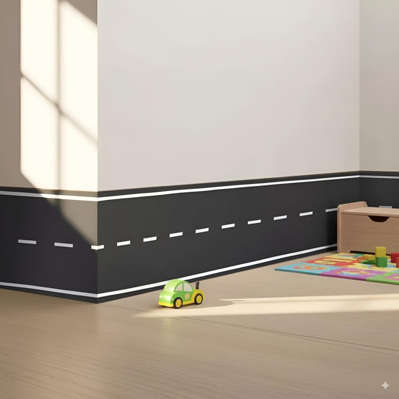 Finduat 140 Inch Road Street Wall Border Decals, Removable Vinyl Stickers, Kids Room Nursery Bedroom Decorations - Image 5