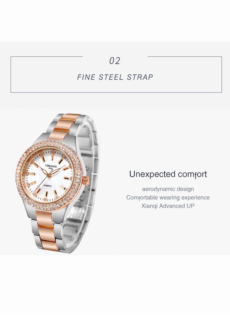Luxury Crystal Women Dress Watch Fashion Classic Waterproof Stainless Steel Quartz Ladies Wristwatches