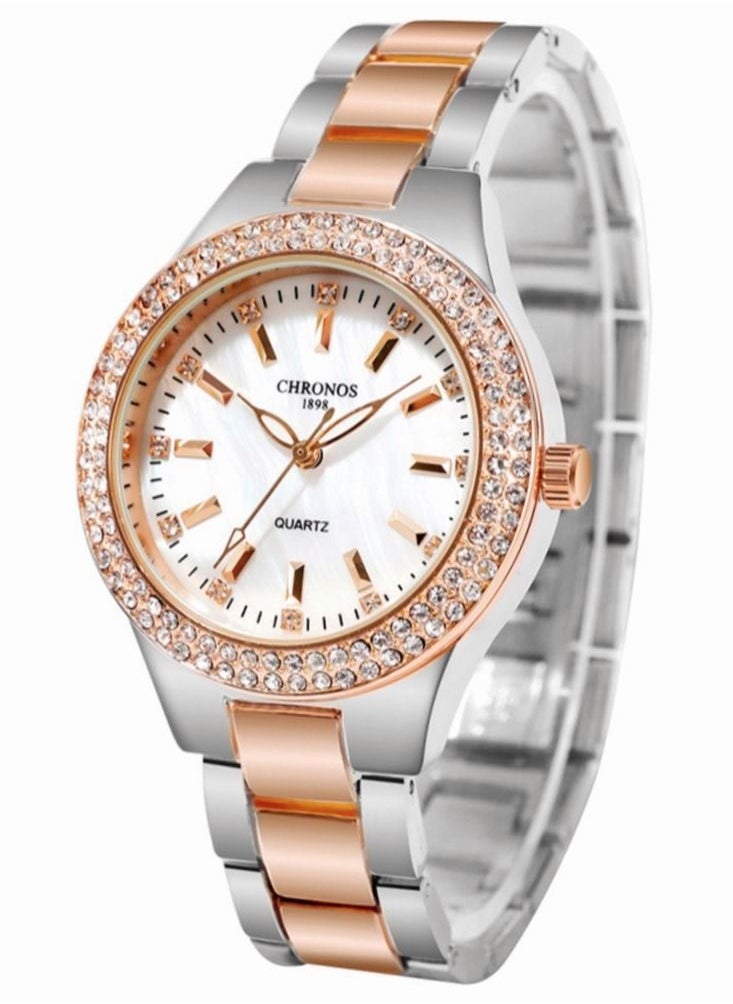 Luxury Crystal Women Dress Watch Fashion Classic Waterproof Stainless Steel Quartz Ladies Wristwatches