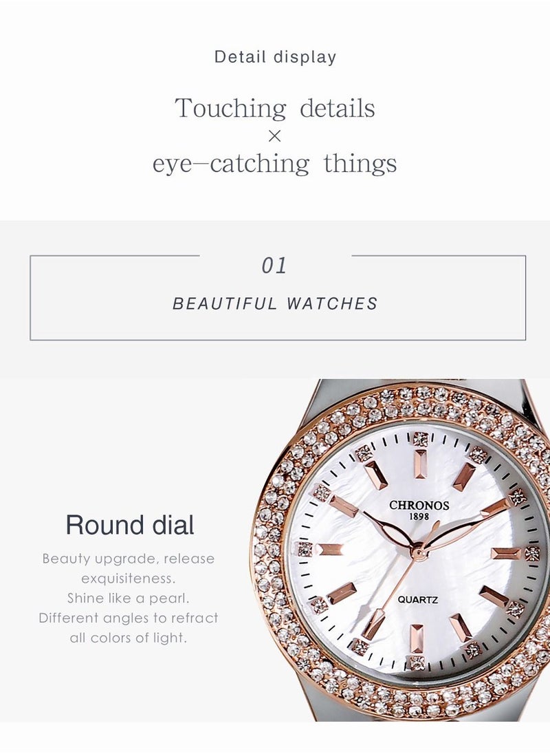 Luxury Crystal Women Dress Watch Fashion Classic Waterproof Stainless Steel Quartz Ladies Wristwatches