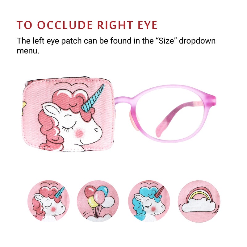 Astropic Cotton & Silk Eye Patch for Kids Glasses (Right Eye, Pink Hair Unicorn) - Image 4