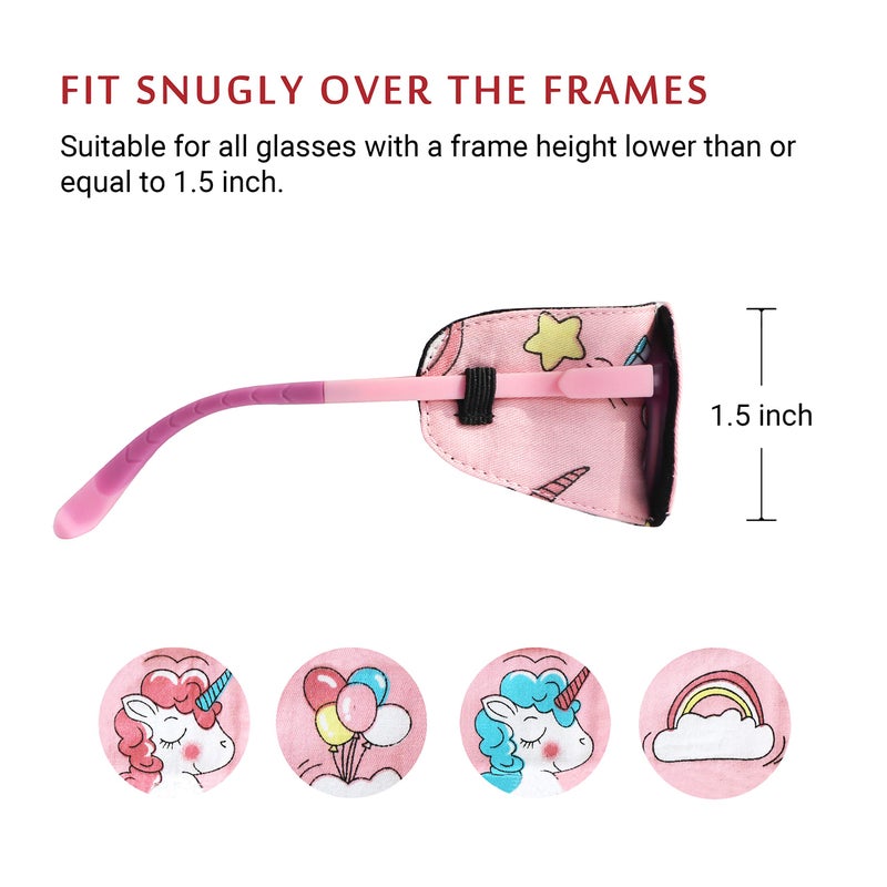 Astropic Cotton & Silk Eye Patch for Kids Glasses (Right Eye, Pink Hair Unicorn) - Image 3