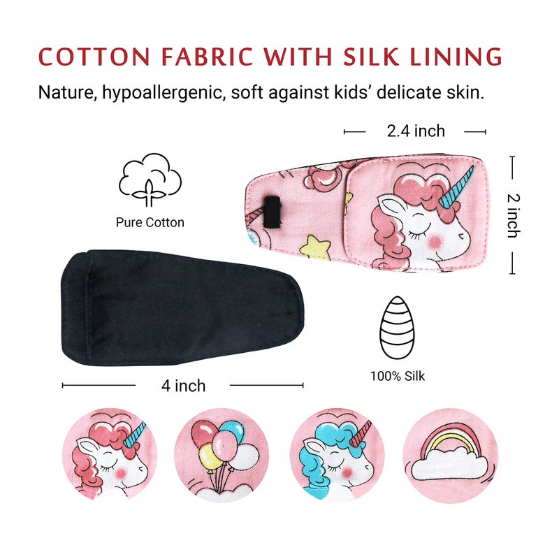 Astropic Cotton & Silk Eye Patch for Kids Glasses (Right Eye, Pink Hair Unicorn) - Image 2