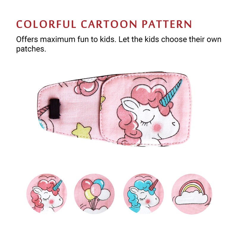 Astropic Cotton & Silk Eye Patch for Kids Glasses (Right Eye, Pink Hair Unicorn) - Image 5