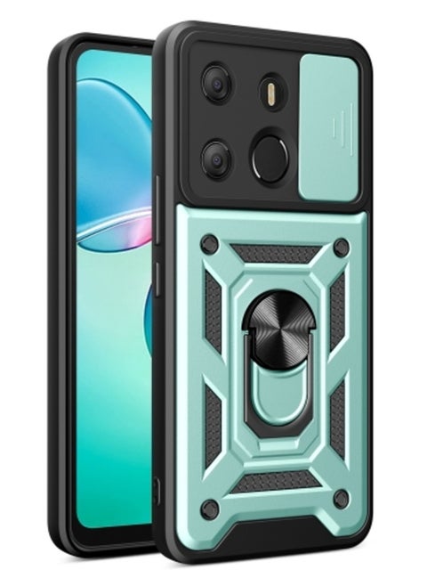 Case for Tecno Pop 7 Pro and Spark Go 2023 Sliding Camera Cover Design Tpu Pc Protective Case Dark Green