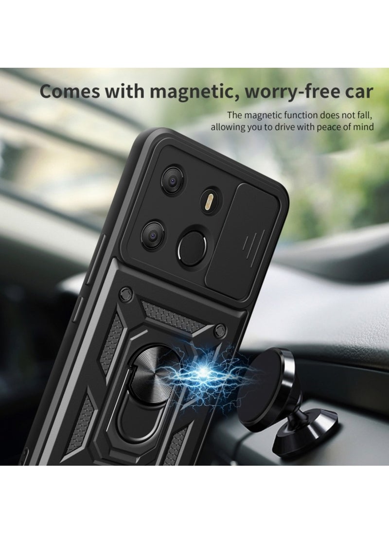 Generic - Case for Tecno Pop 7 Pro and Spark Go 2023 Sliding Camera Cover Design Tpu Pc Protective Case Dark Green - Image 1