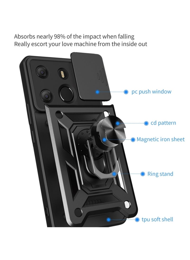 Generic - Case for Tecno Pop 7 Pro and Spark Go 2023 Sliding Camera Cover Design Tpu Pc Protective Case Dark Green - Image 1