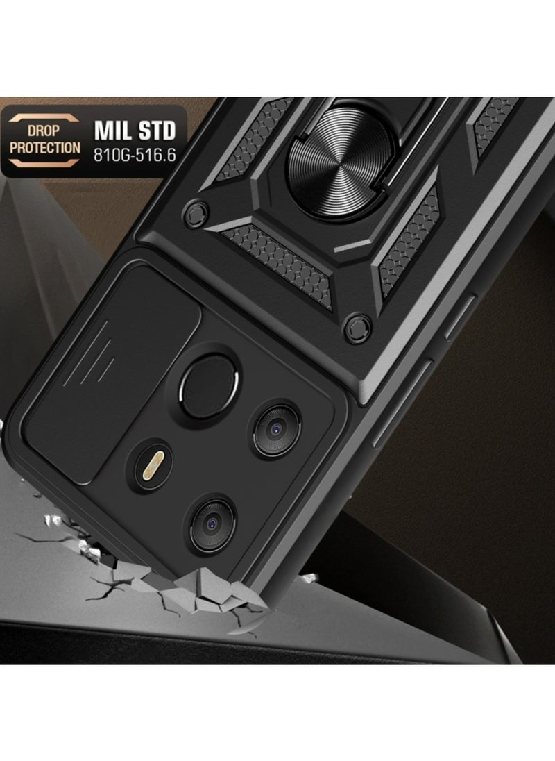 Generic - Case for Tecno Pop 7 Pro and Spark Go 2023 Sliding Camera Cover Design Tpu Pc Protective Case Dark Green - Image 1
