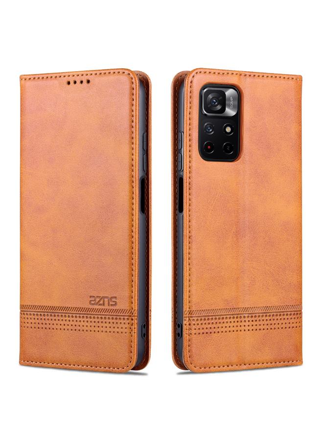 The Bros Case For Redmi Note 11 4G Overseas Version / Note 11S Magnetic Calf Texture Leather Phone Case