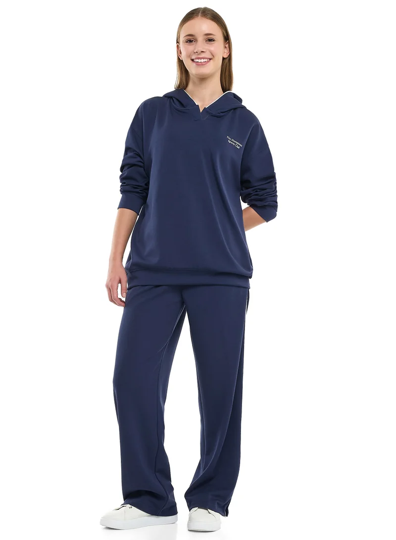 victor and jane Ladies’ Navy Wide-Leg Pants &amp; Hoodie Set