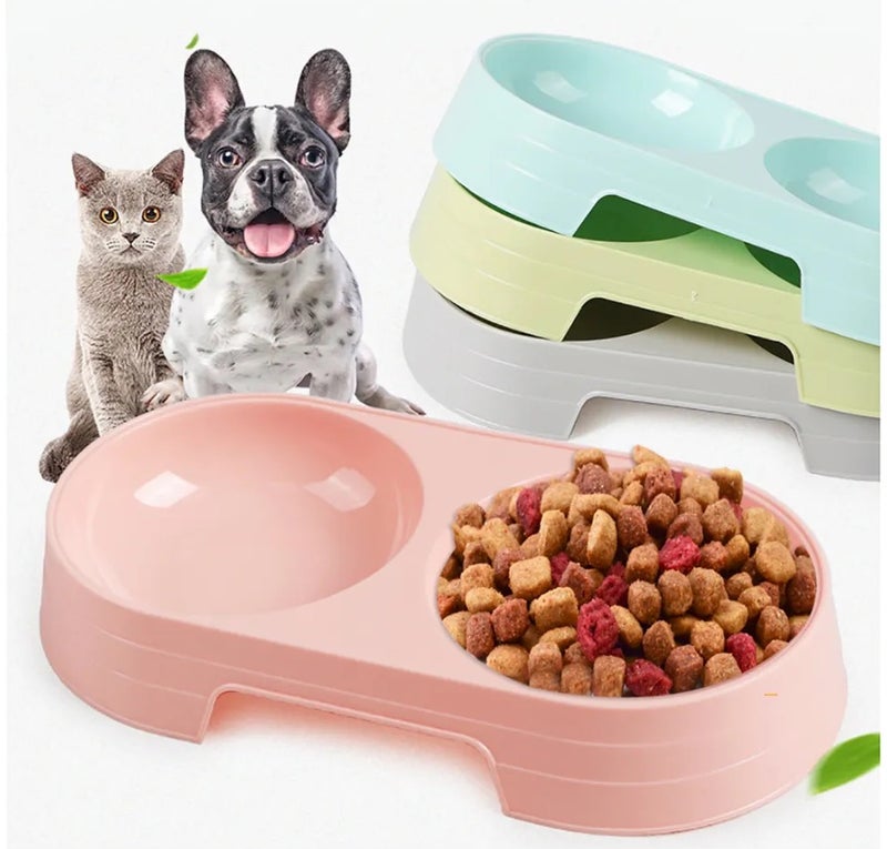 طبق بلاستيكي صغير للحيوانات الاليفة  (٢ فتحة للطعام و المياة) - احمر - Image 3