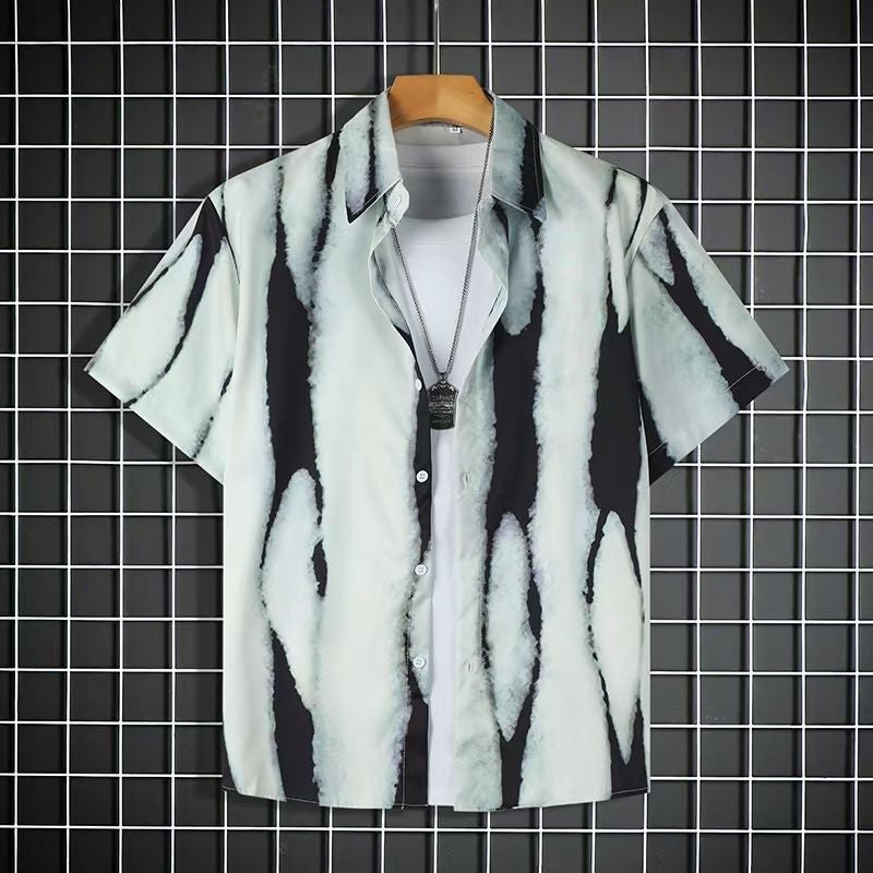 Generic Beach suit Summer Short-sleeved Fashionable Shirt plus size Loose Hawaiian Mens Casual Shorts Collocation Couple Fb-200#Shirt [single pack] 