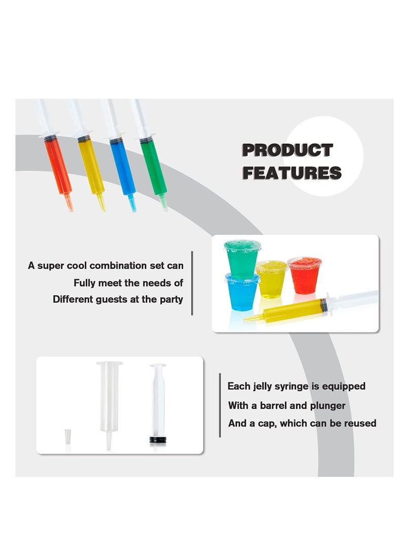 SYOSI - Jello Shot Syringes Set, Include 25 2 oz Syringes for Jello Shots, 25 Jello Shot Cups with Lids, 2 Cleaning Brush, Condiment Containers for Bachelorette Parties Summer Party Supplies 50 Pack - Image 1