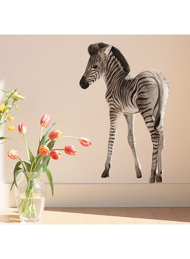 ROFARSO Lifelike Cute Lovely Zebra Horse Animal Wall Stickers Removable Wall Decals Peel And Stick Wall Art Decorations Home Decor For Kid Nursery Baby Bedroom Living Room Playing Room Murals - Image 3