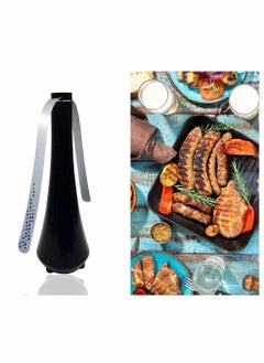 KASTWAVE Fly Fan for Tables Indoor Outdoor Meal, Table Top Bug Repellent, Deterrent Fan with Holographic Blades, Portable Fly Fan Keep for Your Food Clean, Fly Fan for Picnic, Restaurant, Party, Home (Black)  - Image 1