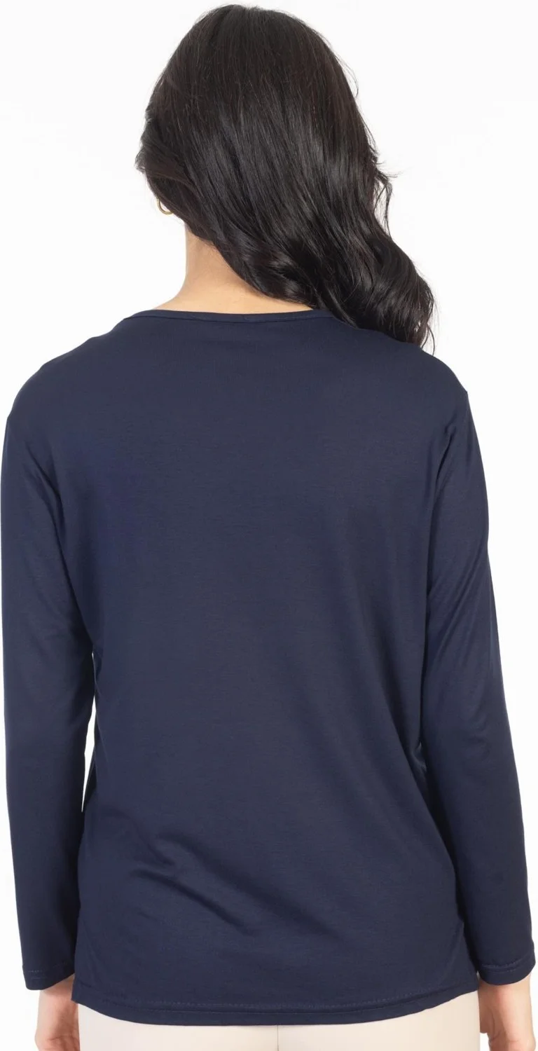 موتلو سيتي Middle Age and Above New Pattern Embroidered Round Neck Lycra Mother's Combed Cotton Blouse 6460