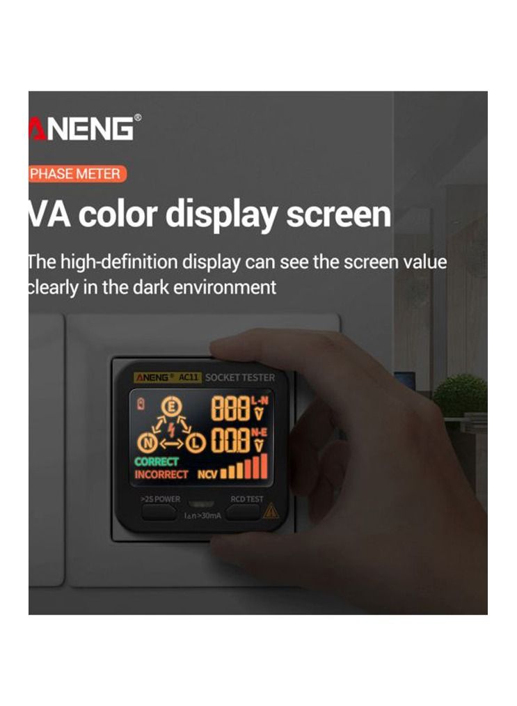 أنينج جهاز جس المقابس الكهربائية والتسريب الكهربي مزود بشاشة LCD  - Image 2