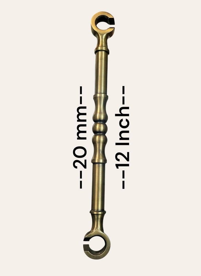 Nooks Decorative Brass Finish Antique Swing Saliya Rod Chain Set Traditional Damru Design 20mm Thickness and 12Inch Lenght 6 Pieces Set for All Kind of Swing Hanging for Home and Garden - Image 2