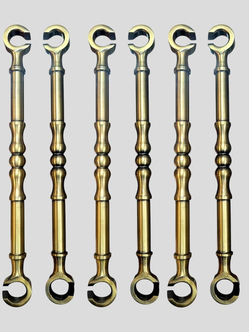 Nooks Decorative Brass Finish Antique Swing Saliya Rod Chain Set Traditional Damru Design 20mm Thickness and 12Inch Lenght 6 Pieces Set for All Kind of Swing Hanging for Home and Garden - Image 1