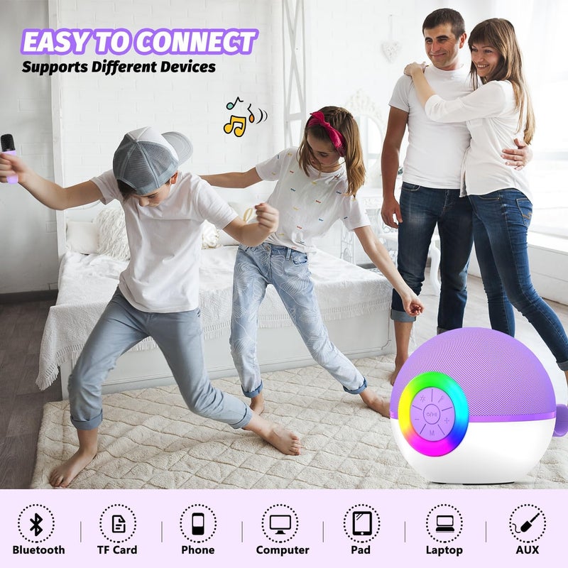 Mgaolo Mini Karaoke Machine for Kids Adults,Portable Bluetooth Speaker with Wireless Microphones,Gift Toys with MP3 Player for Boys Girls 3-12 Year Old Birthday Family Home Party Present (Purple) - Image 5
