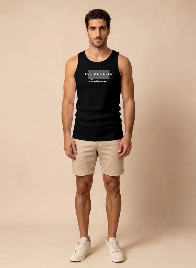 Take Two Black Graphic Print Regular Fit Tank Top