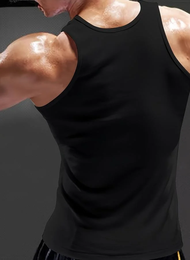 Take Two Black Graphic Print Regular Fit Tank Top