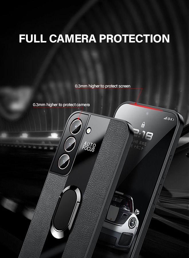 NIBEMINENT Samsung Galaxy S22 Plus Case 6.6 Inch with Built in Metal Plate on Back Stand Ring[Support Magnetic Car Mount][Kickstand Feature] Magnet Leather Shockproof Phone Black - Image 5