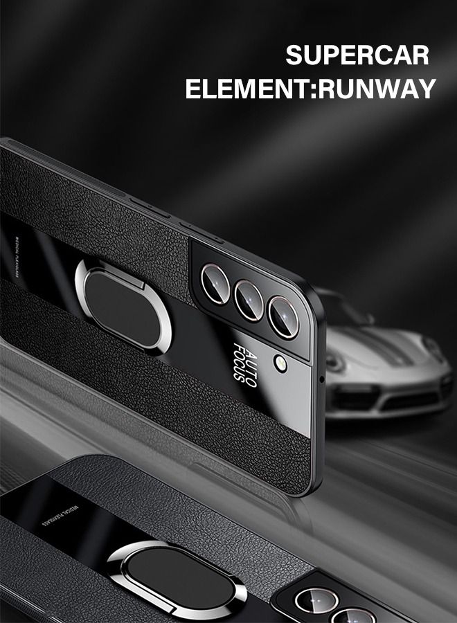 NIBEMINENT Samsung Galaxy S22 Plus Case 6.6 Inch with Built in Metal Plate on Back Stand Ring[Support Magnetic Car Mount][Kickstand Feature] Magnet Leather Shockproof Phone Black - Image 3