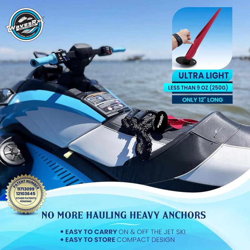 WAVESRX Patented 12" Aluminum Spike PWC Anchor | Ultra-Light PWC Anchor, Jet Ski Anchor, Boat Sand Anchor, Sand Anchor for Boat & Sand Spike â€“ Secure Anchoring Near Shore, Sandbar, or Shallow Water - Image 5