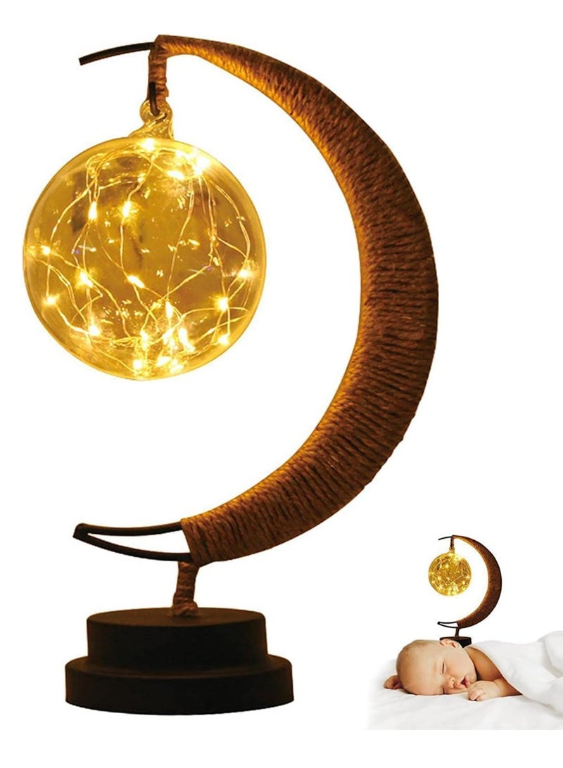Bdot Hanging Moon Lamp,LED Night Light Decorative | Wrought Iron Night Light Lamp, Hanging Moon Lamp Magic Crescent Night Light - Image 1