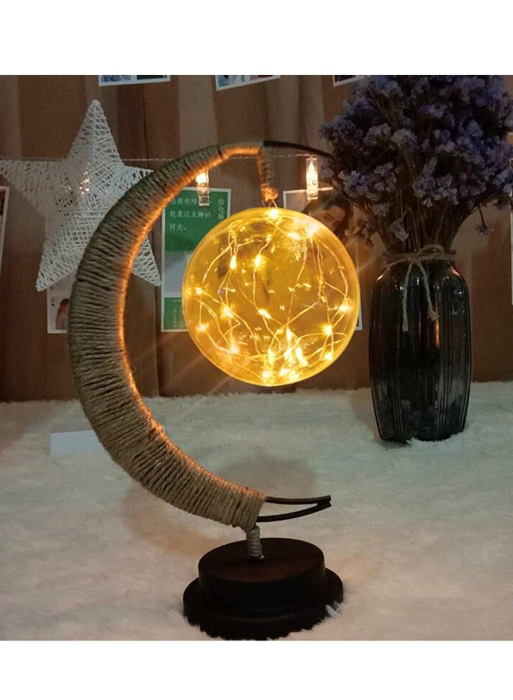 Bdot Hanging Moon Lamp,LED Night Light Decorative | Wrought Iron Night Light Lamp, Hanging Moon Lamp Magic Crescent Night Light - Image 3