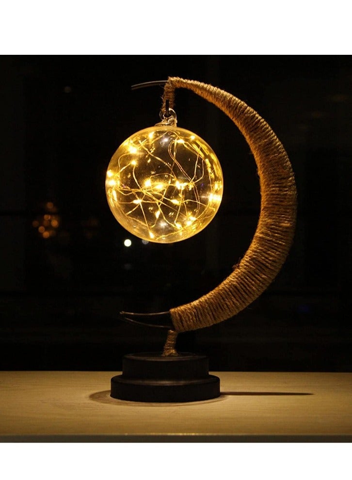 Bdot Hanging Moon Lamp,LED Night Light Decorative | Wrought Iron Night Light Lamp, Hanging Moon Lamp Magic Crescent Night Light - Image 5