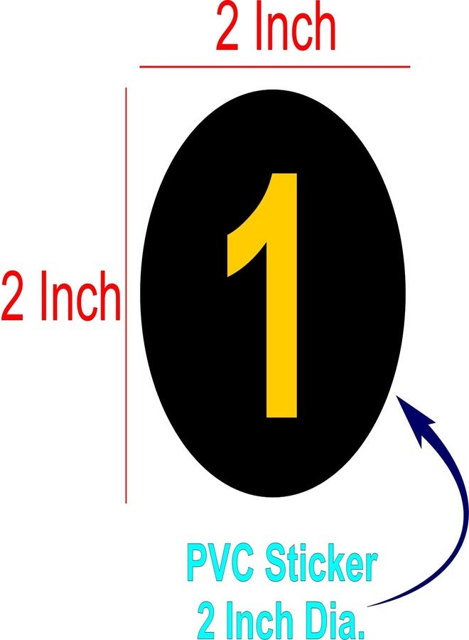 إمبرينت ملصقات دائرية مطبوعة من مادة PVC، أرقام من 1 إلى 25، باللونين الأسود والأصفر - Image 3