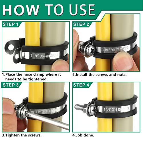 OURU 20pcs 1 Inch Stainless Steel Cable Clamps, Rubber Coated, Black - Image 3
