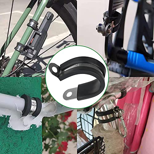 OURU 20pcs 1 Inch Stainless Steel Cable Clamps, Rubber Coated, Black - Image 5
