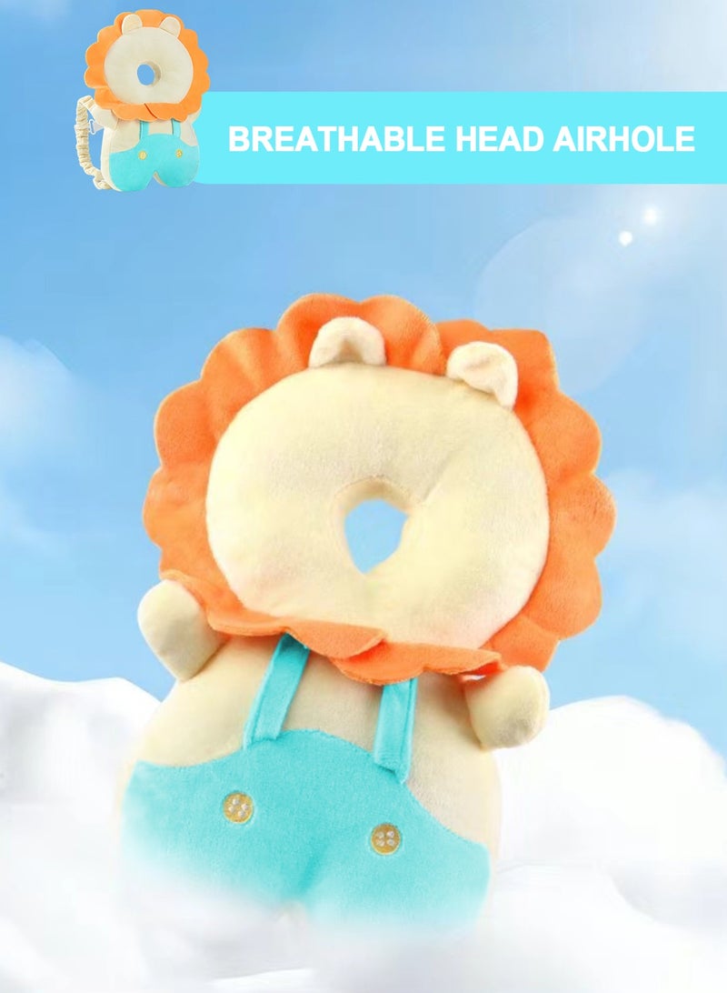 URbazaar Baby Head Protector Backpack, Toddler Baby Head Protection Backpack with 2 Pair Baby Knee for Walking & Crawling, Soft, Breathable and Wearing Safety Baby Head Protector - Lion  - Image 3