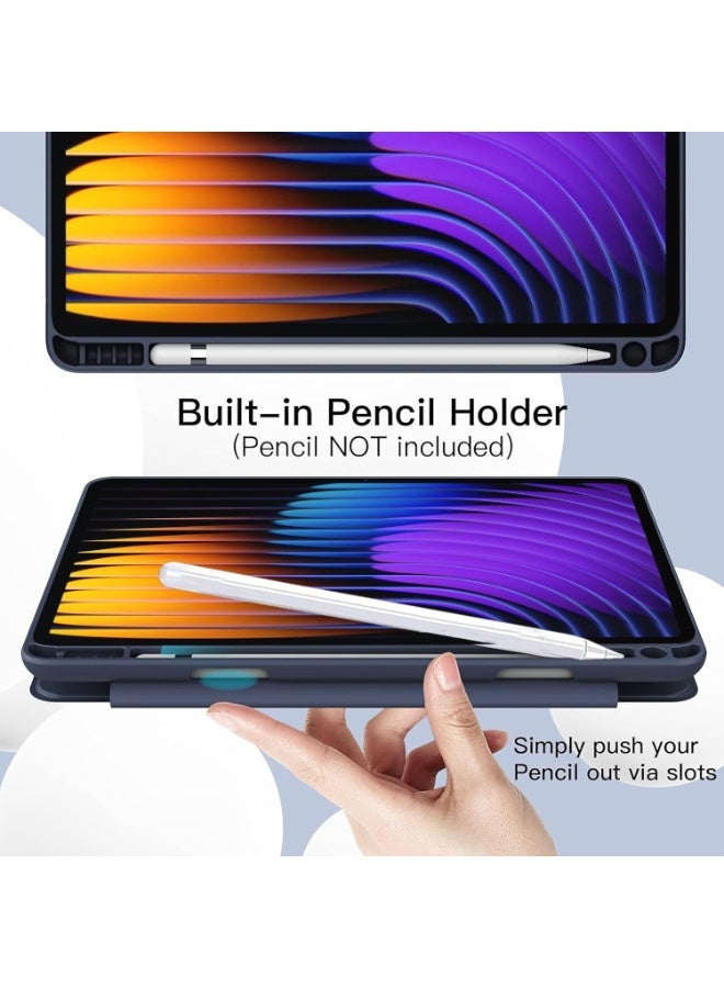 جراب متوافق مع جهاز Xiaomi Mi Pad 7/Mi Pad 7 Pro مقاس 11.2 بوصة، مع وظيفة الحامل، غطاء ذكي مع خاصية السكون والاستيقاظ التلقائي، جراب واقٍ من مادة TPU المضادة للخدش - أزرق - Image 4