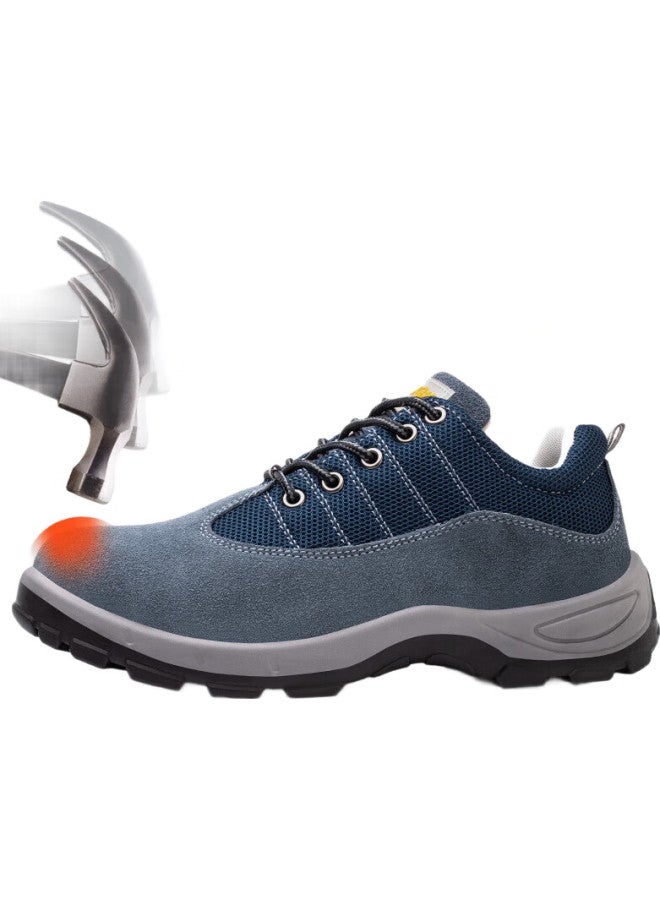 FUCHENG Safety Shoes For Men, Breathable Steel Toe Cap, Anti-Smashing, Anti-Puncture, Wear-Resistant, Solid Sole, Work Protection Safety Shoes, Blue, Size 37 - Image 2