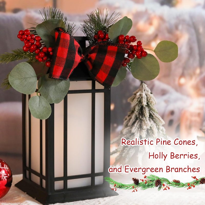 Bdor 13-Inch IP65 Waterproof Battery-Powered Christmas Lantern with Led Flameless Candle and 6-Hour Timer - Decorative Lantern for Patio & Garden(2 Pack) - Image 4