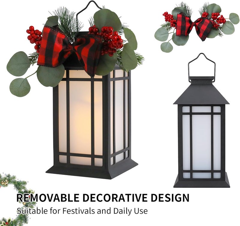 Bdor 13-Inch IP65 Waterproof Battery-Powered Christmas Lantern with Led Flameless Candle and 6-Hour Timer - Decorative Lantern for Patio & Garden(2 Pack) - Image 2