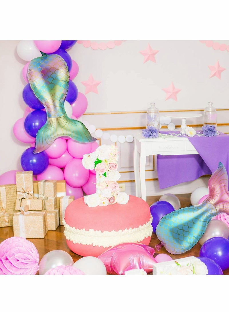 Excefore Mermaid Tail Balloon,Mermaid Foil Balloon Bright Colored for Sea Theme Party Supplies Birthday Wedding Decoration Video Music Karaoke Social Media Boys Girls, 6 PCS (Blue Pink, Blue Green) - Image 4