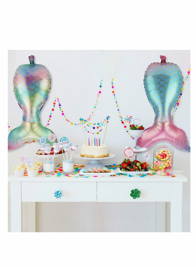 Excefore Mermaid Tail Balloon,Mermaid Foil Balloon Bright Colored for Sea Theme Party Supplies Birthday Wedding Decoration Video Music Karaoke Social Media Boys Girls, 6 PCS (Blue Pink, Blue Green) - Image 2