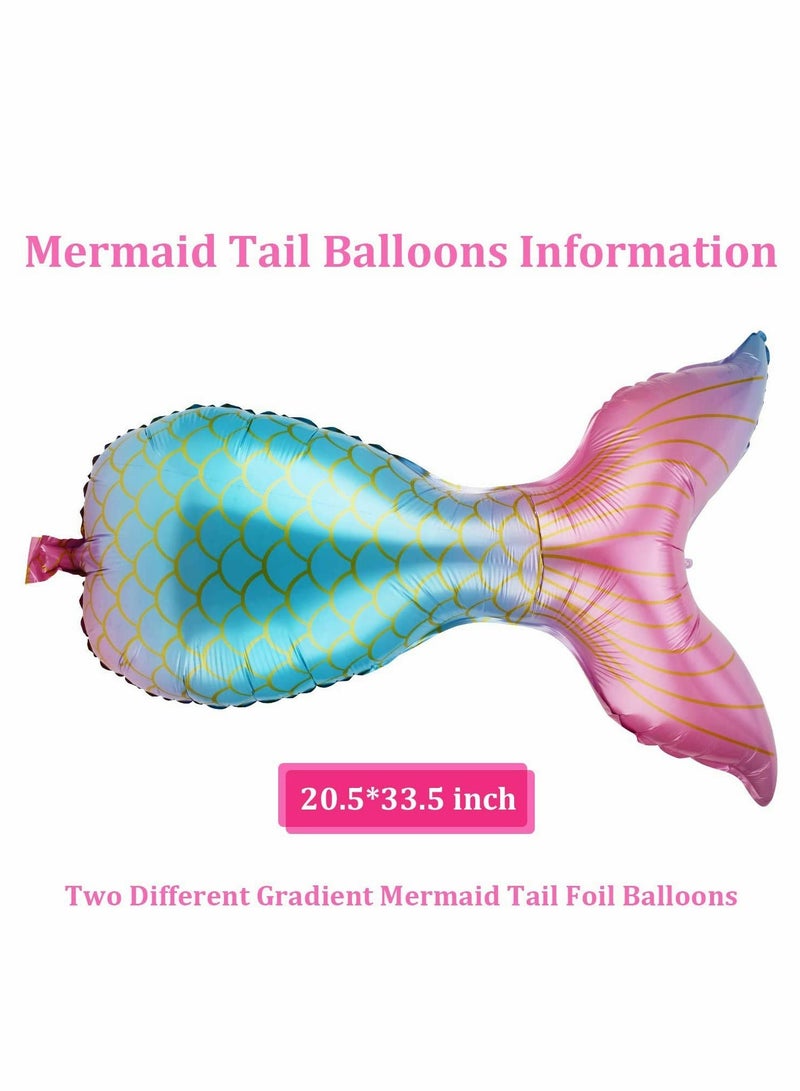 Excefore Mermaid Tail Balloon,Mermaid Foil Balloon Bright Colored for Sea Theme Party Supplies Birthday Wedding Decoration Video Music Karaoke Social Media Boys Girls, 6 PCS (Blue Pink, Blue Green) - Image 3