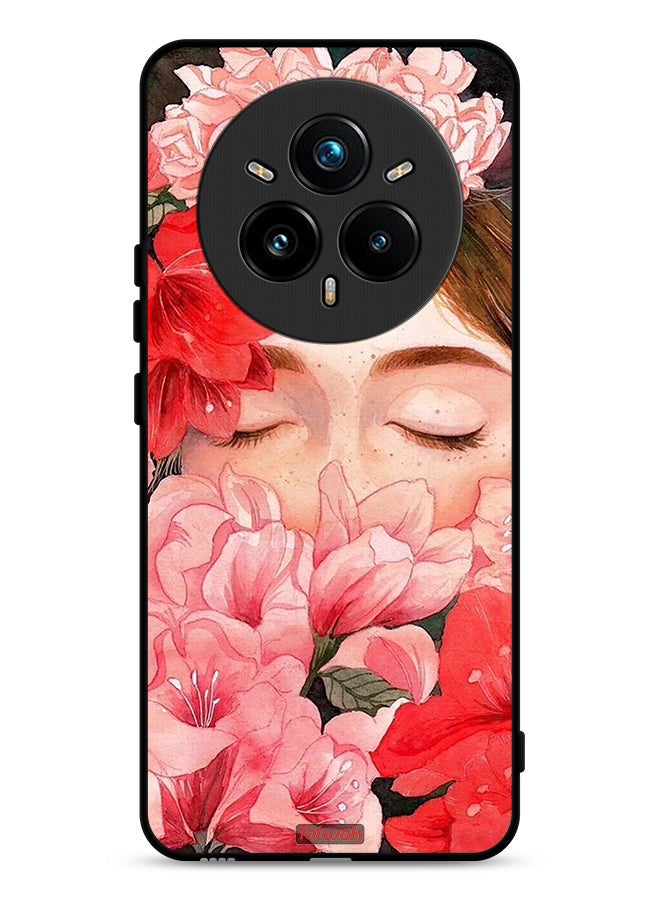 Tolwak Realme 14 Pro Plus 5G Protective Case Cover Girl Face Hide In Flowers Art
