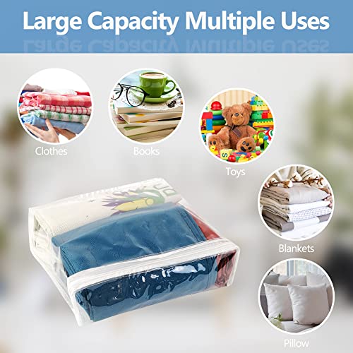 Hlimior 20Pcs Clear Vinyl Zippered Storage Bags, Small Blankets Storage Bags Plastic for T-shirt,Sweater Clothes, Thin Bed Sheet, Little Yarn etc Organizer with Zipper for Closet,10.5 x 10.5 x 2.4 Inch - Image 5
