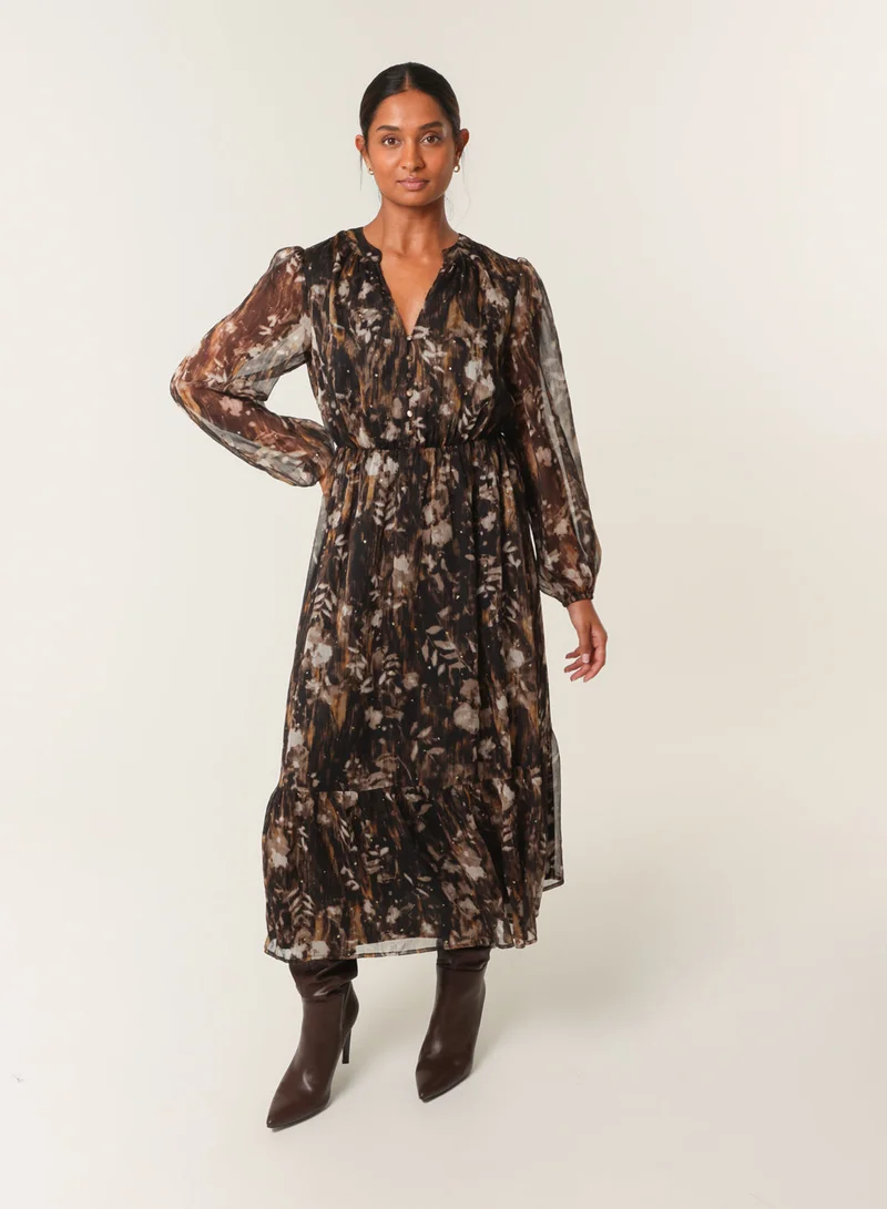 Blue Vanilla Button Front Midi Dress