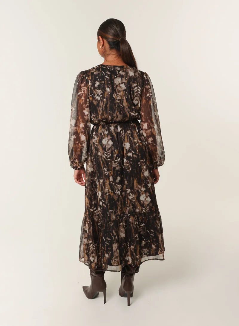 Blue Vanilla Button Front Midi Dress